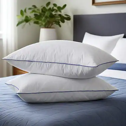 Front. Peace Nest - Peace Nest Medium-Firm Goose Feather Down Bed Pillow Set of 2 - White.