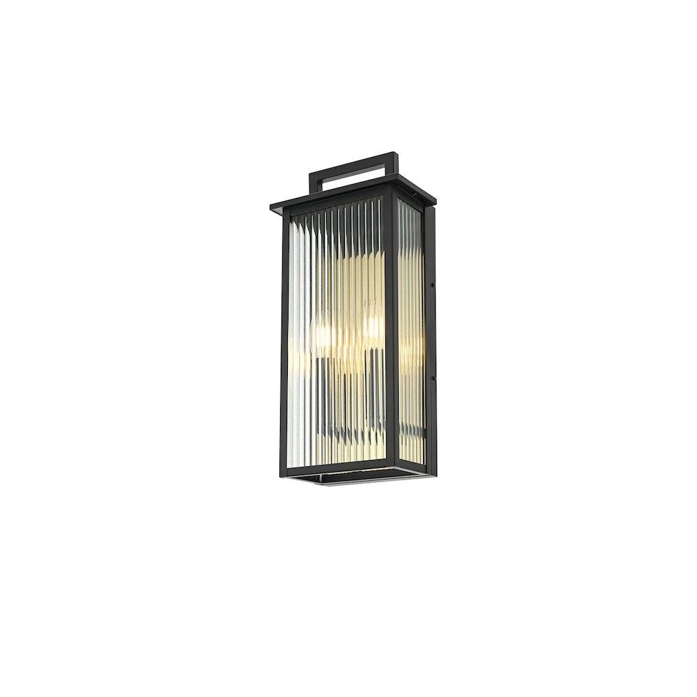 Left. Elegant Lighting - Kannon 8.5 inch Outdoor Wall Sconce in Black - Black.
