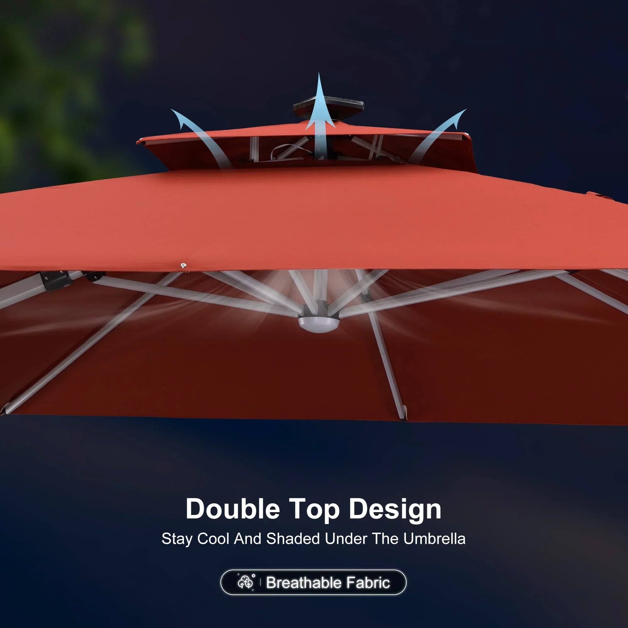 Double Top Design  
Stay Cool And Shaded Under The Umbrella  
Breathable Fabric