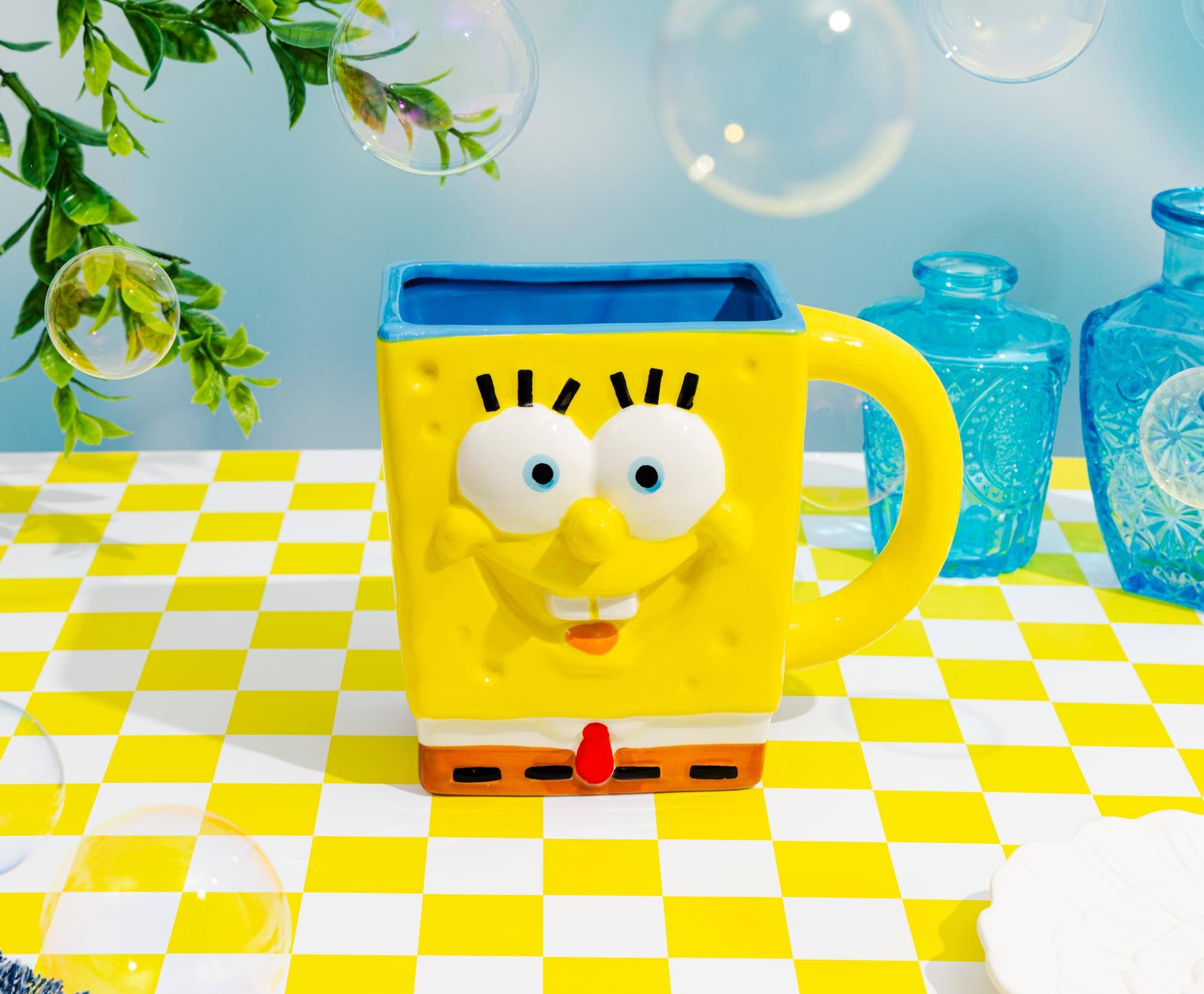 Alt View 3. Silver Buffalo - Nickelodeon SpongeBob SquarePants 20-Ounce Sculpted Ceramic Mug - Yellow.
