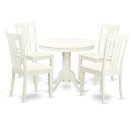 East West Furniture - 5 Pc set with a Table and 4 Wood Kitchen Chairs with - Linen White