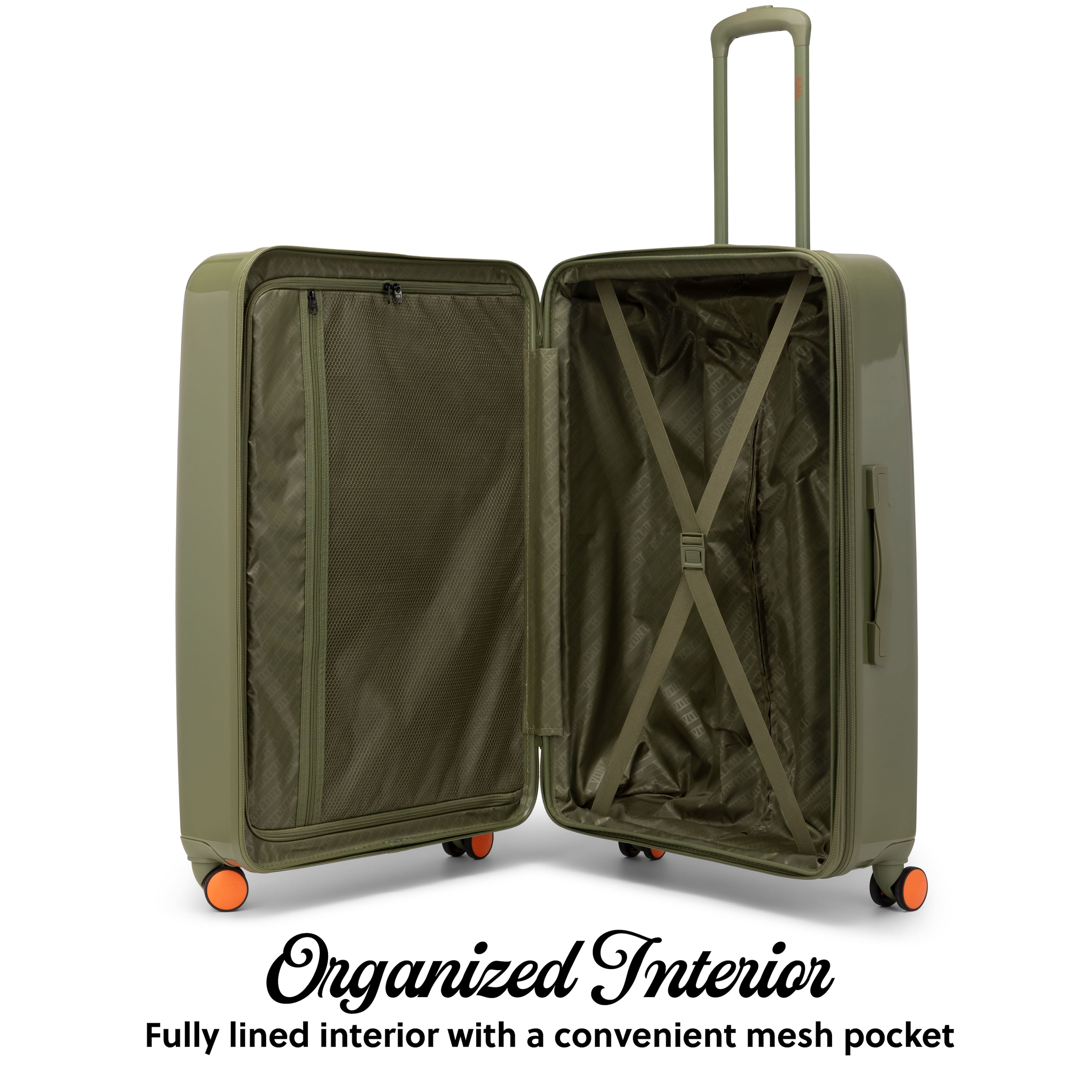Von Dutch 3 Piece Expandable Hardside Spinner Luggage Set Olive
