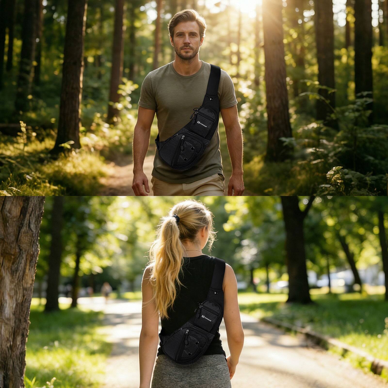Alt View 2. Unique Bargains - Sling Backpacks for Men Women Crossbody Bags Casual Sling Shoulder Chest Bag for Outdoor Travel - Black.