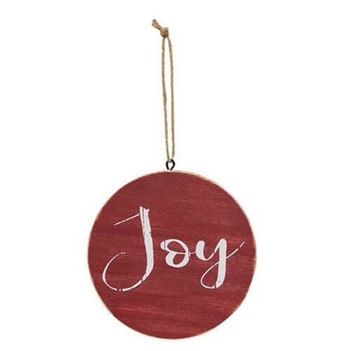 Angle. BreeBe - Holiday Script Red Word Round Ornament 3 Asstd. - Red.