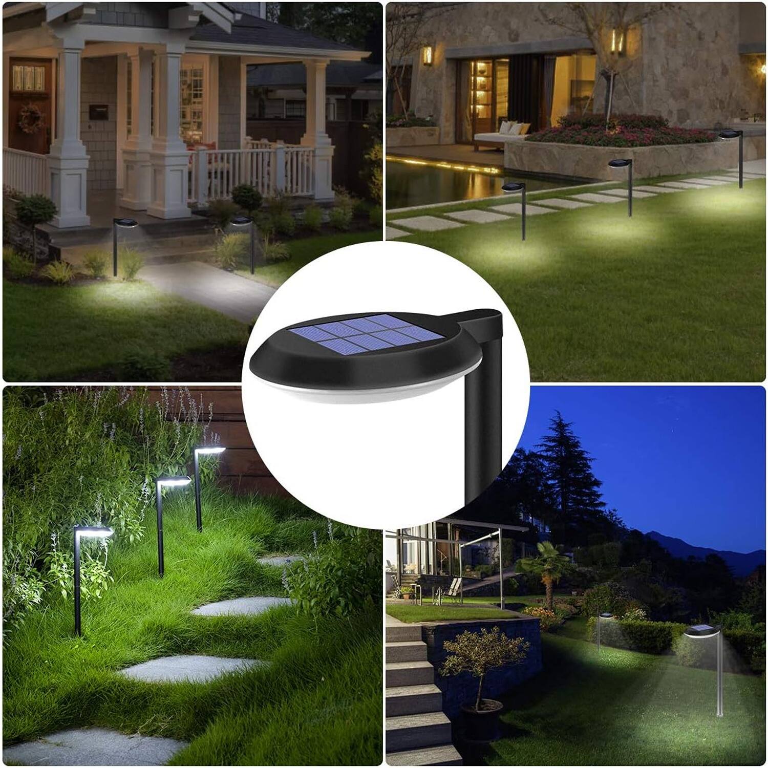 Alt View 1. MOSZAR LLC - Outdoor Solar Path Lights, 4 Pack Waterproof LED Garden Pathway Lighting for Patio, Driveway, Backyard (Black) - Black.