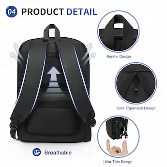 black thin laptop backpack Travelpro Altitude Slim Expandable 20-24L in Aviator Navy not function Eurcool Slim College Laptop Backpack