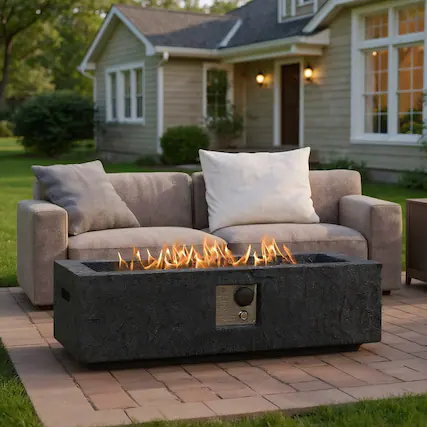 Front. Kadyn - Fire Pit Outdoor Smokeless Fire Pit425 Inch 50000 BTU Fire Pit Table Set with Stainless Steel Burner - Gray.