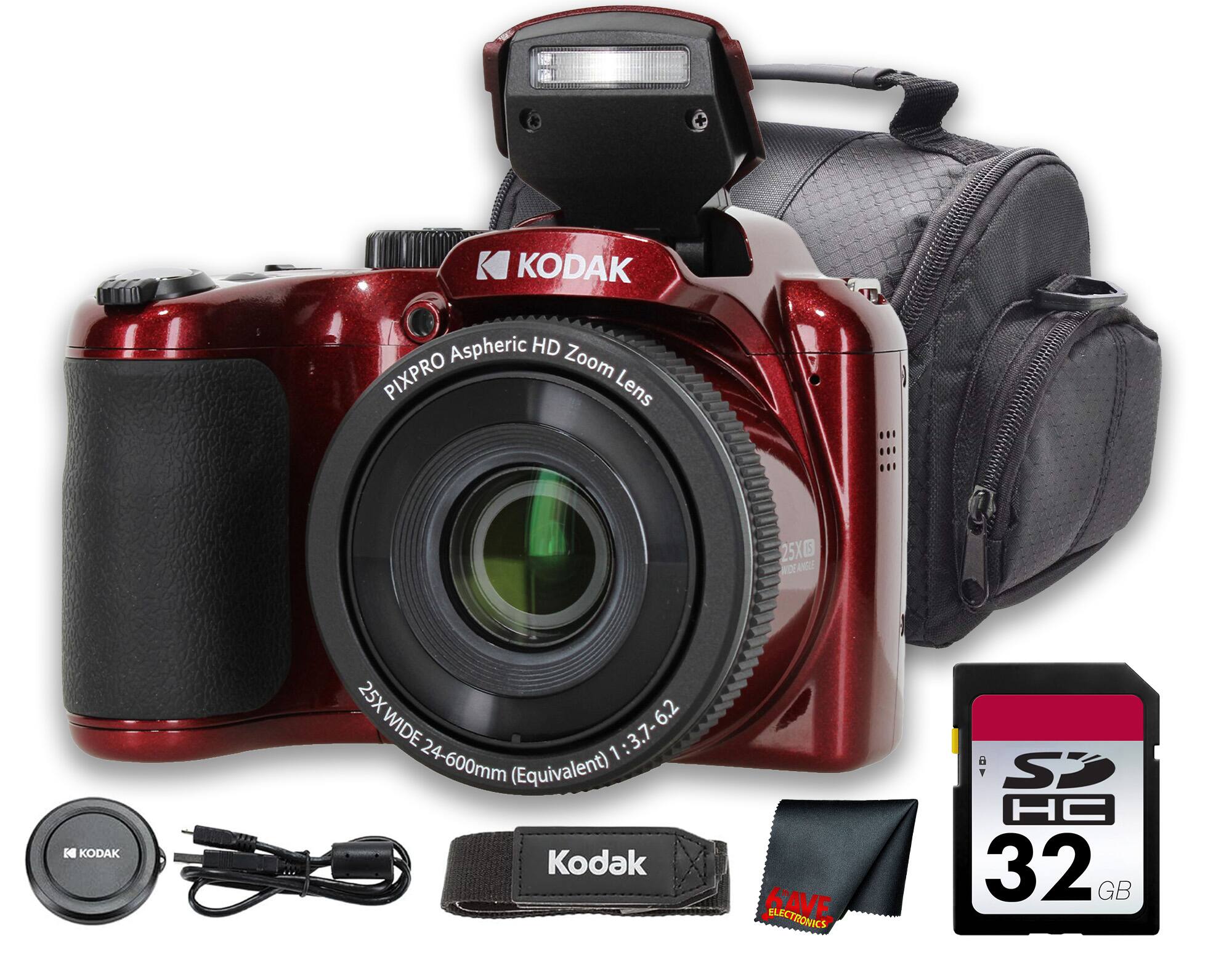 KODAK PIXPRO Aspheric HD Zoom Lens 25X Wide: 3.7-6.2: 3.7-1 24-600mm (Equivalent)
KODAK 25X 6.2 Wide
KODAK KAVE ELECTRONICS
32GB SDHC Card