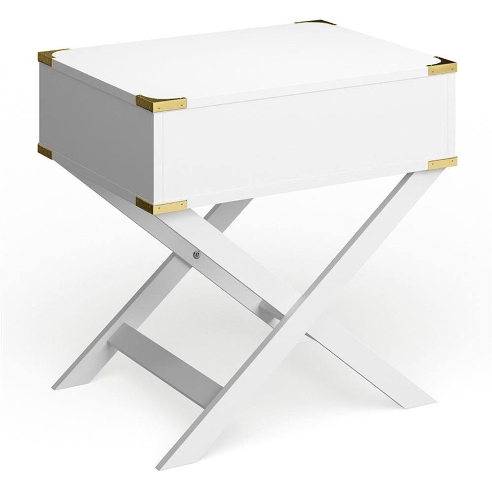 Left. Furniture of America - Nenol Contemporary Wood X-Shape Legs End Table - White.