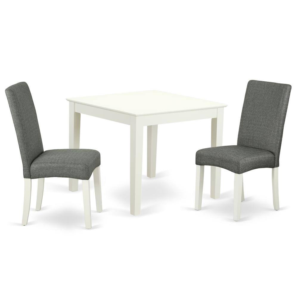Back. East West Furniture - Dining Room Set Linen White - Brown.
