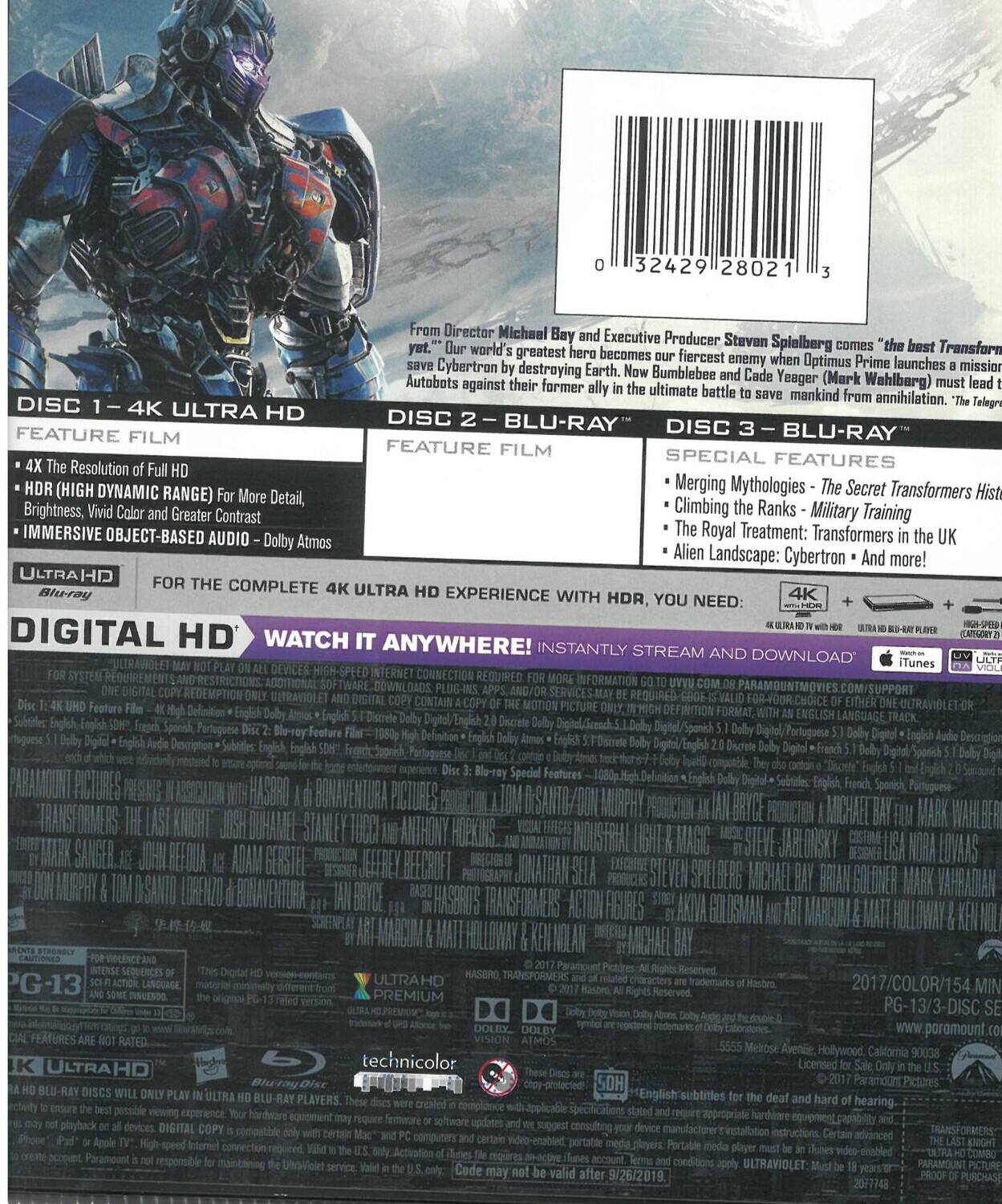 Alt View 1. Transformers: The Last Knight   - 4K Blu-Ray.