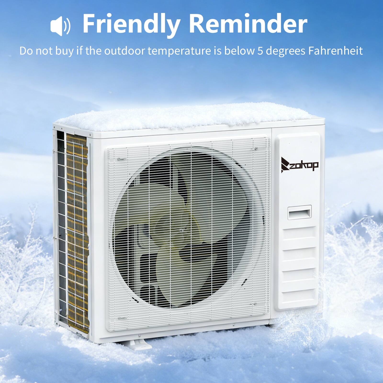 Friendly Reminder  
Do not buy if the outdoor temperature is below 5 degrees Fahrenheit