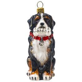 Joy to the World Collectibles - Joy to the World Bernese Mountain Dog with Crystal Dog Bone Polish Glass Christmas Ornament - Multicolor