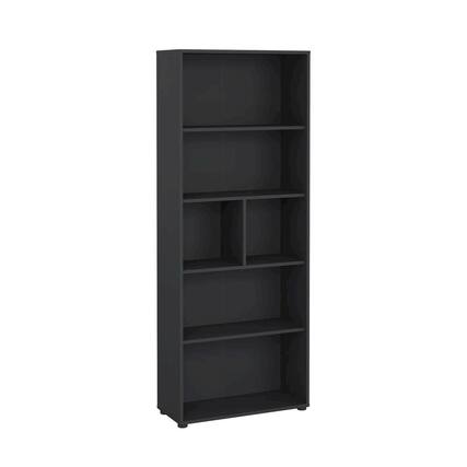 Front. FurniFact - Contemporary 6-Shelf Bookshelf for Bedroom, Office, or Living Room - Gray.