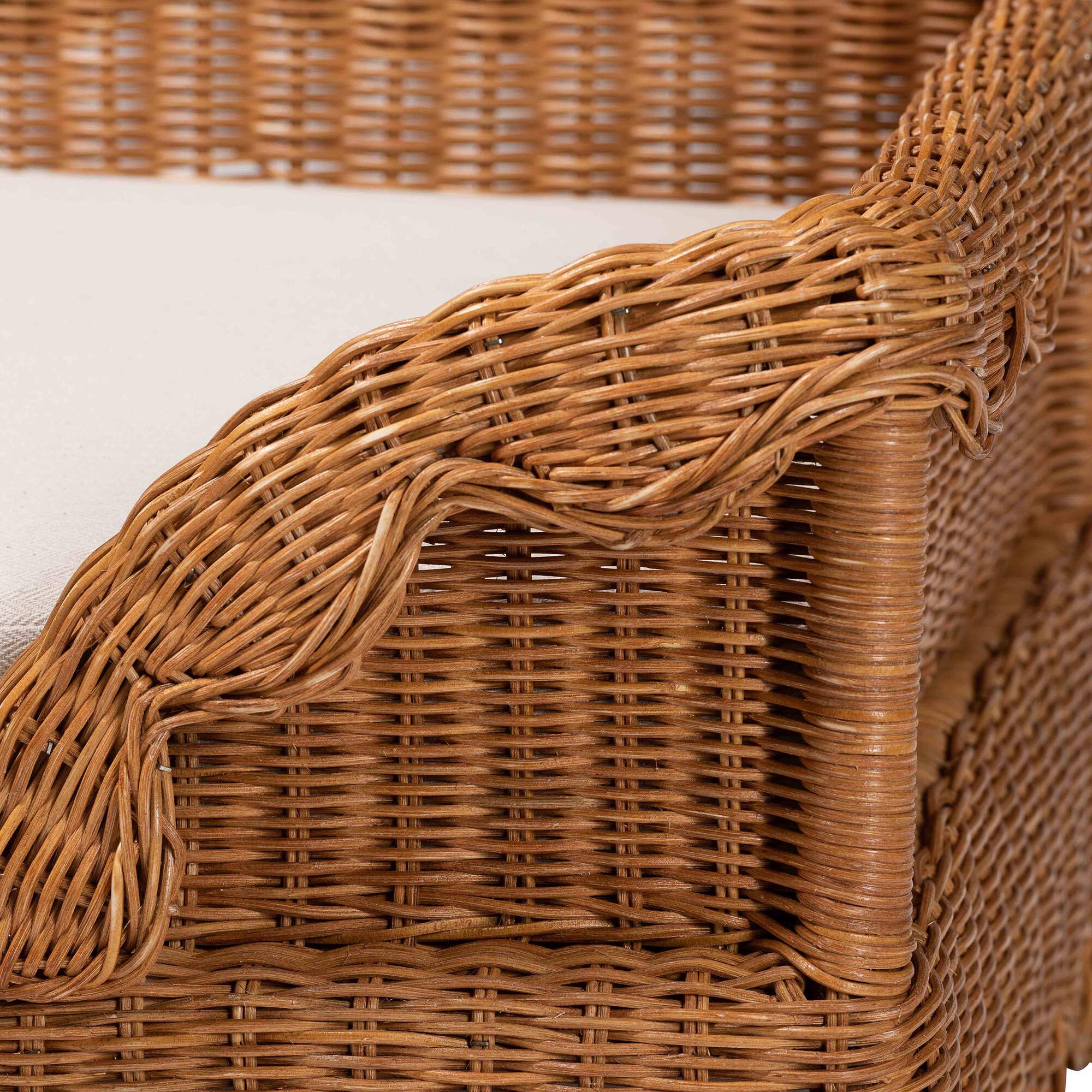 Alt View 2. bali & pari - Papina Natural Rattan Pet Bed - Handwoven Wicker Enclosed Lounge Bed for Dogs and Cats with Removable Cushion, 31.5" - Light Honey.