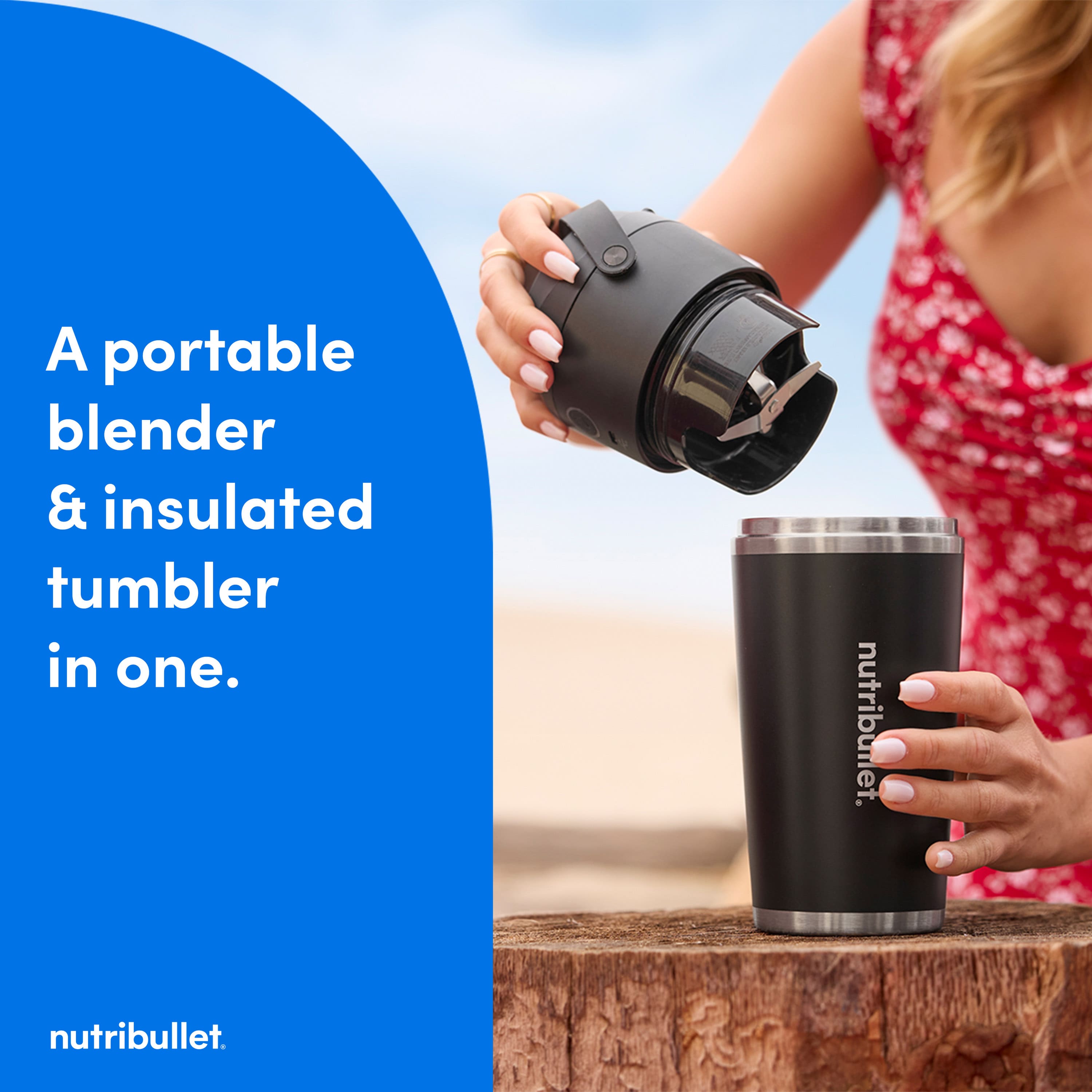 A portable blender and insulated tumbler in one. NutriBullet.