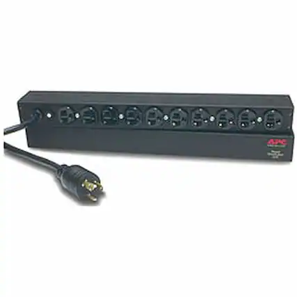 Front. APC - APC NetShelter Basic Rack PDU, 1U, 20A, 120V, 10 NEMA 5-20 outlets, L5-20P inlet - Basic - NEMA L5-20P - 10 x NEMA - Black.