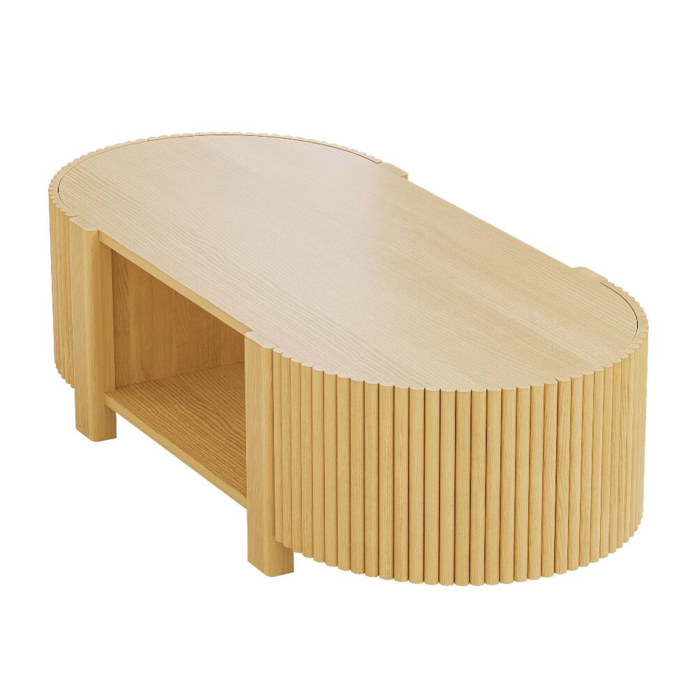 Alt View 7. Loheer - Loheer Living Room Table Set of 3 Solid Wood Coffee Table Natural - Natural.
