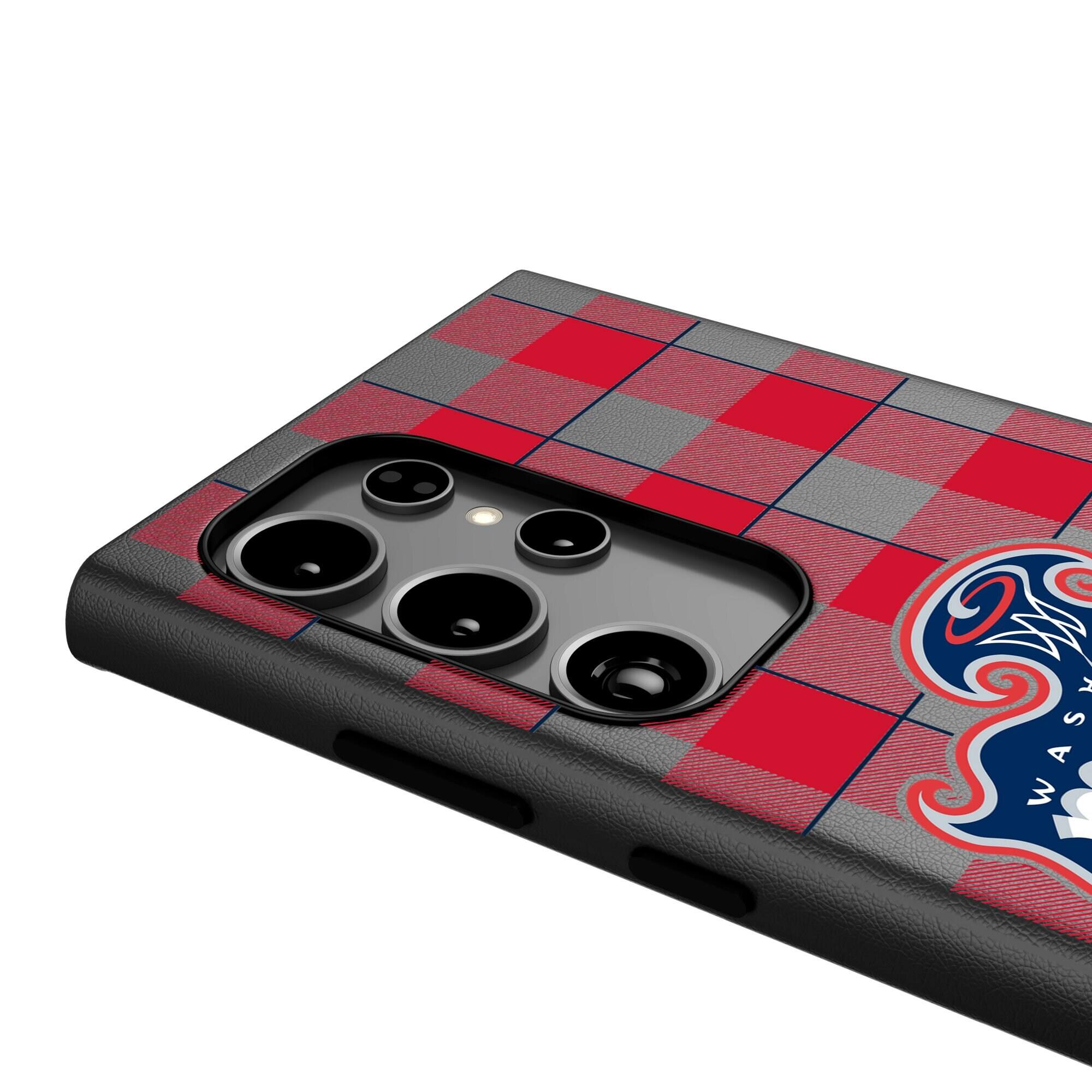 Alt View 3. Keyscaper - Washington Mystics Plaid Galaxy Magnetic Bump Case - S24 Ultra - Black.