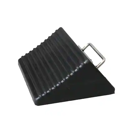 Front. Shop Tuff - Shop Tuff Durable Rubber Wheel Chock with Handle for Wheel Immobilizers, Black - Black.