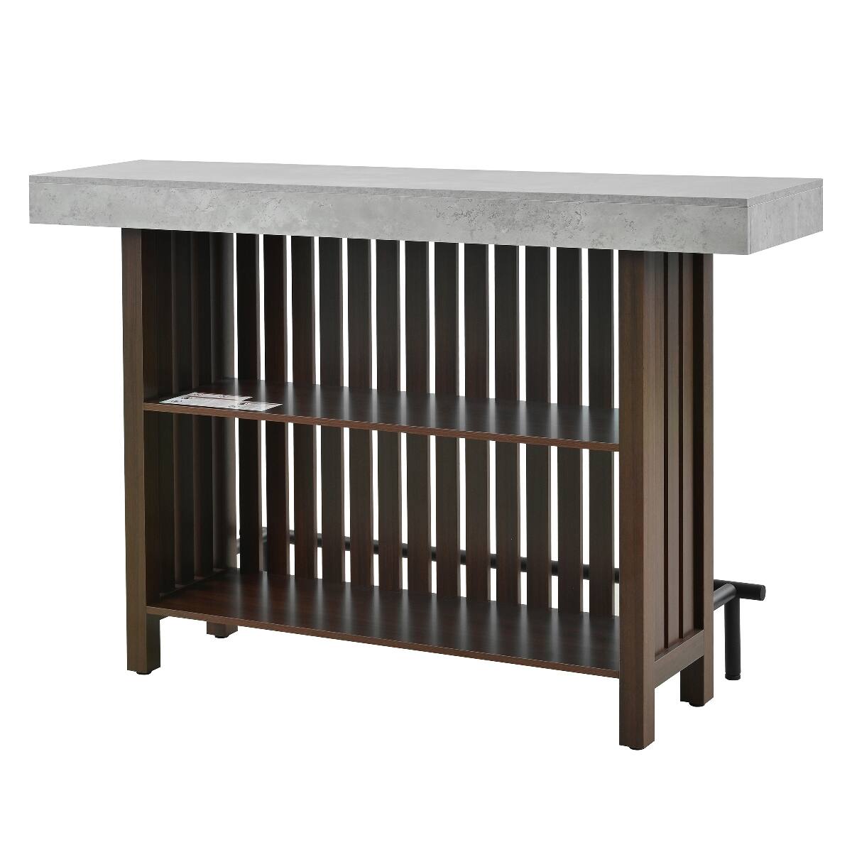 Alt View 7. Loheer - Loheer Bar Table with Wine Storage, Counter Height Dining Table with Footrest and Slatted Panels - Natural and Gray.