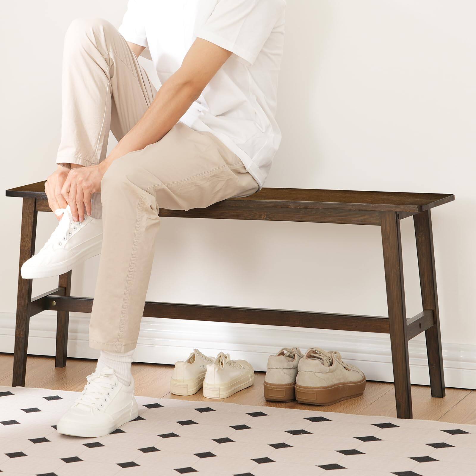 Alt View 5. JETRANSPORT - 39.3'' Dining Bench Farmhouse Kitchen Table Living Room Furniture Easy To Assemble Sturdy And Stable Mocha - Natural.