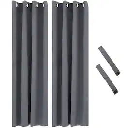 Sunnydaze - Outdoor Blackout Curtain Panel - 52 in x 84 in - Set of 2 - Gray