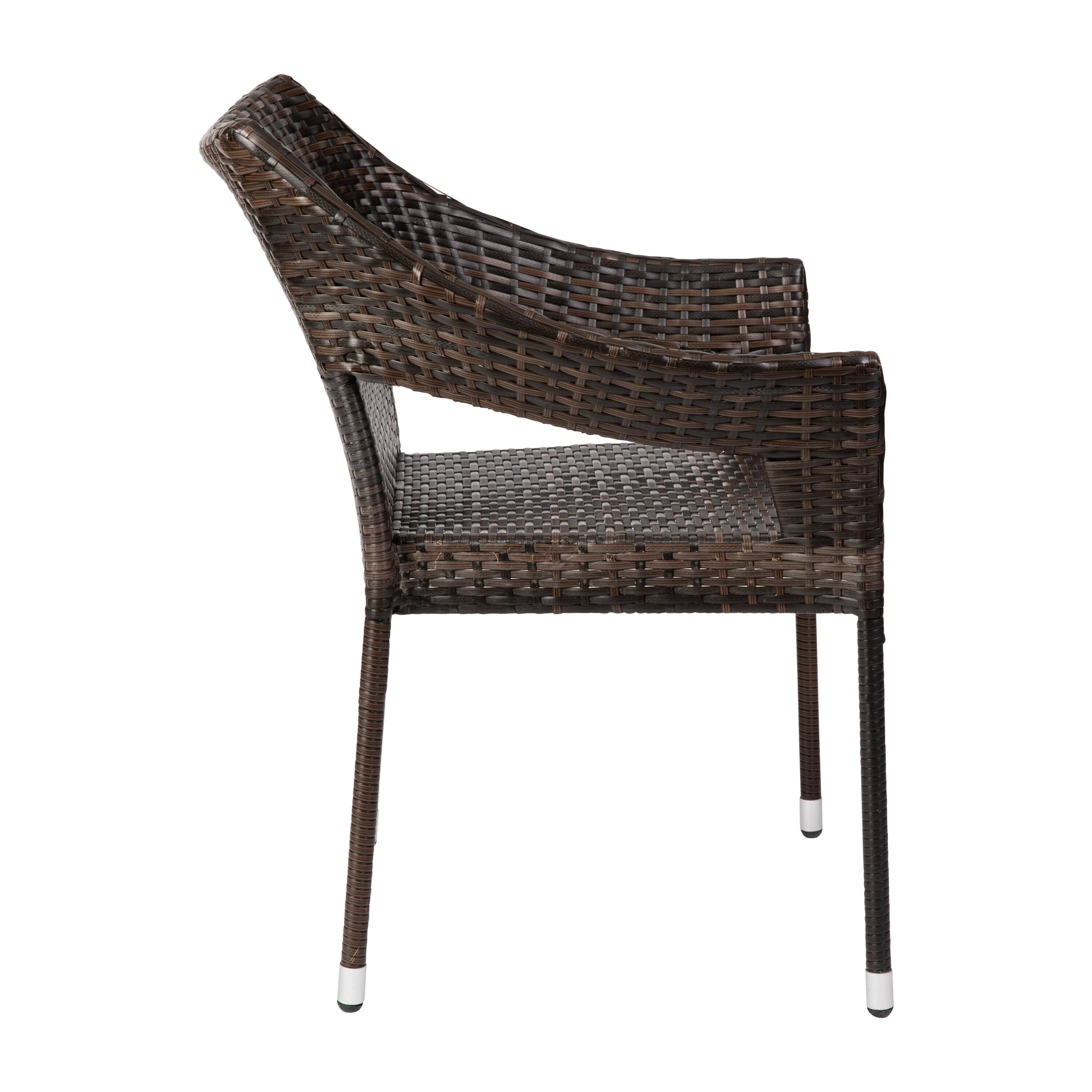 Alt View 8. Emma + Oliver - Embry All-Weather Indoor/Outdoor Stacking Patio Dining Chair with Steel Frame and Weather Resistant PE Rattan - Espresso.