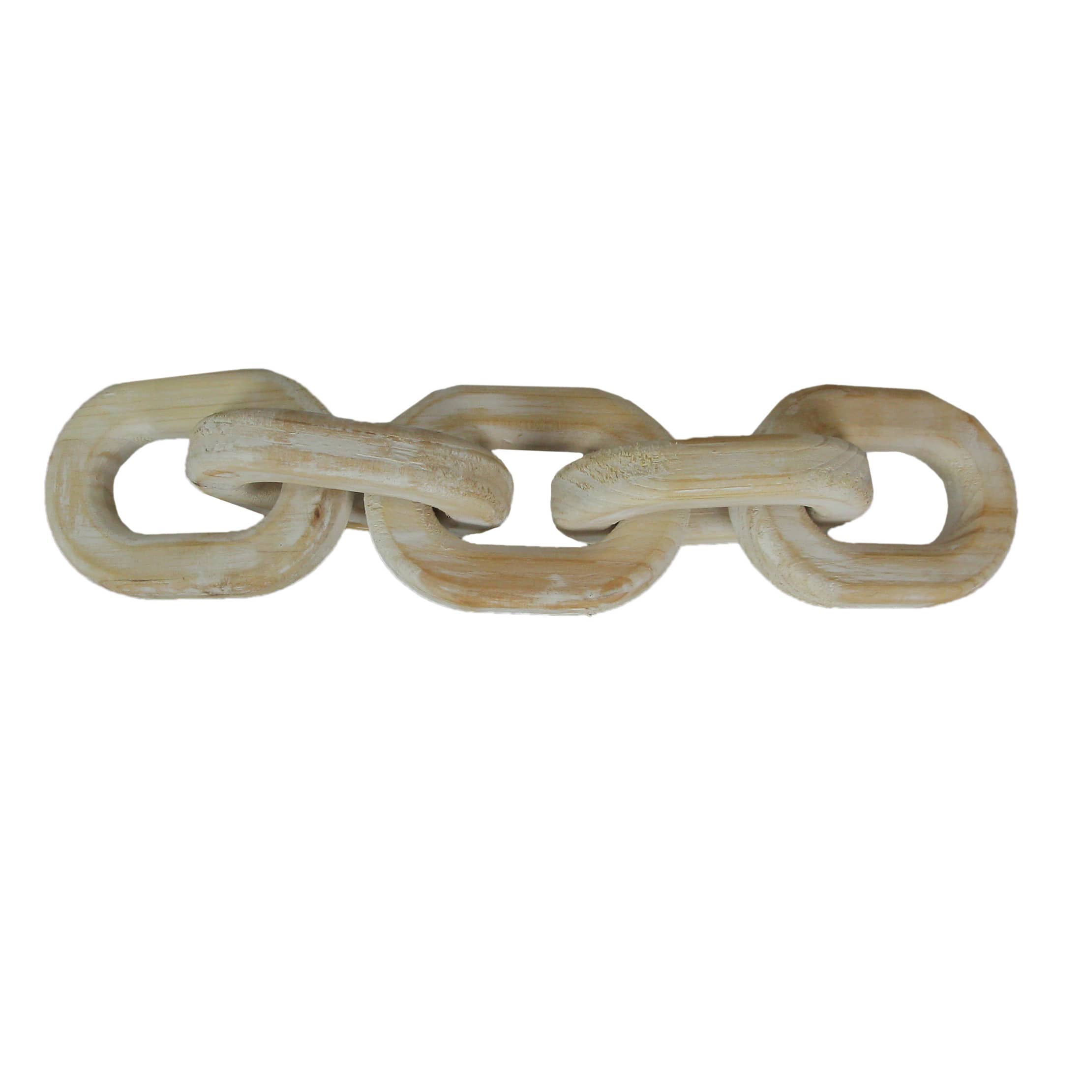 Audrey's - 13 Inch Wood Chain Link Home Decor Sculpture Decorative Rustic Farmhouse Accent - Brown