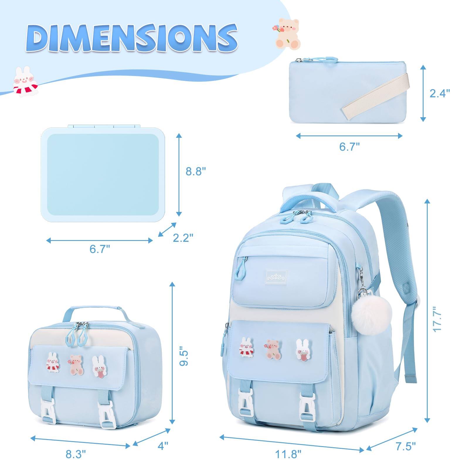 Stamp n Camp 6pcs Backpack Set With Bento Box For School Lunch Bag ...