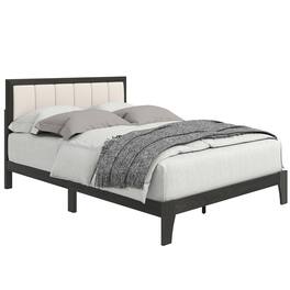 Homcom - Full Upholstered Platform Bed Frame: Wood Slats No Box Spring Fast Setup - Charcoal Gray