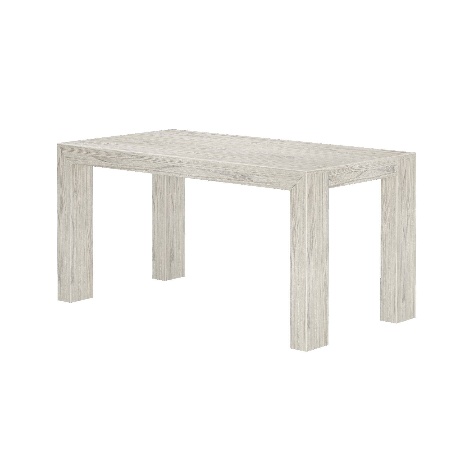 Alt View 2. Plank+Beam - Modern Rectangular Dining Table (60in / 1524mm), White Sand Wirebrush - White Sand Wirebrush.