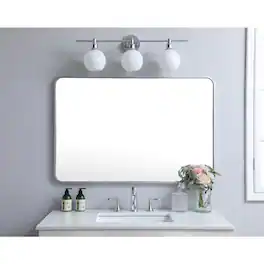 Elegant Decor - Soft corner metal rectangular mirror 28x42 inch - Silver