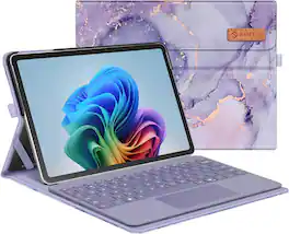 Fintie - Portfolio Case for Microsoft Surface Pro 12 inch 1st Edition (2025) Multiple Angle Viewing Business Cover with Pocket - Lilac Marble