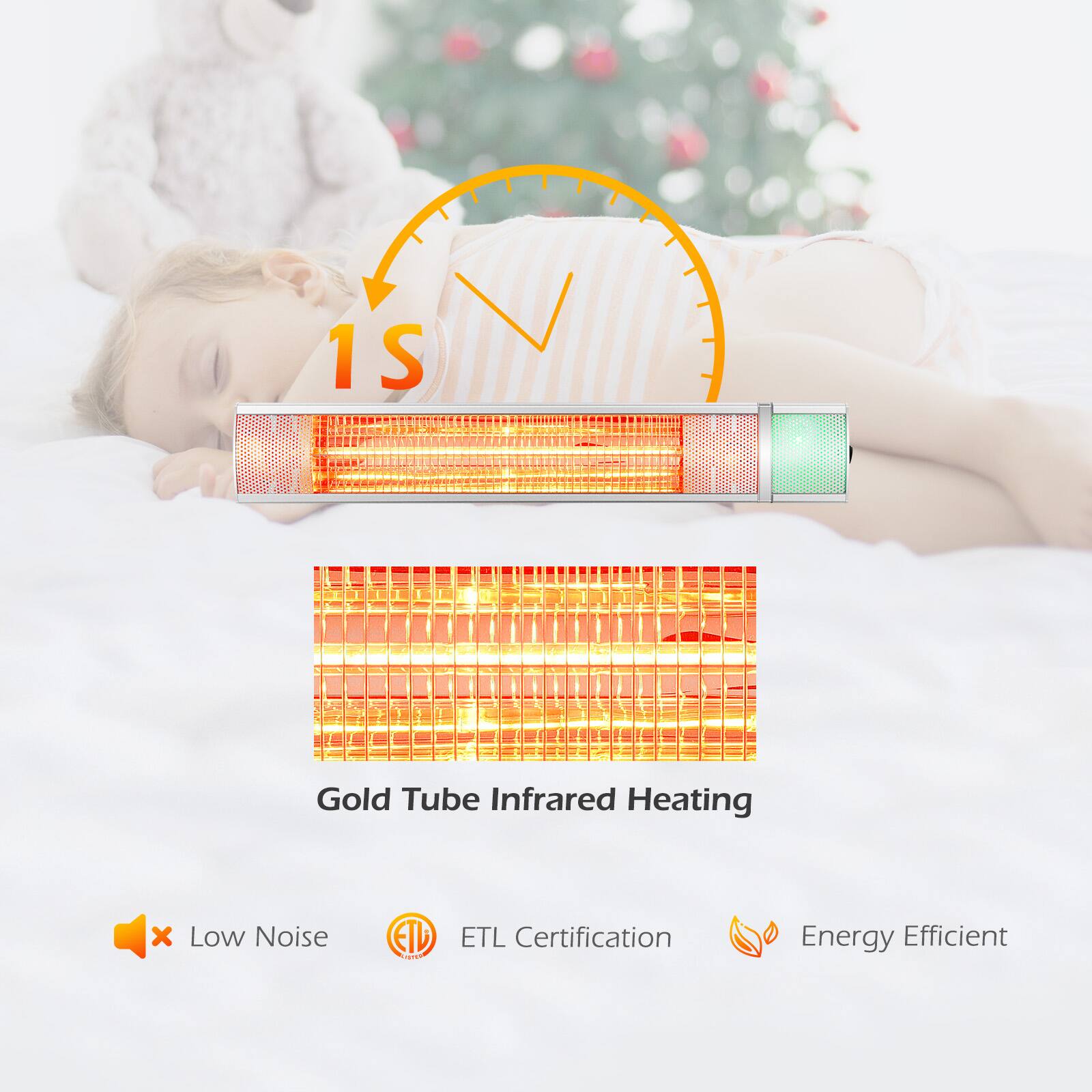 1S Gold Tube Infrared Heating  
Low Noise  
ETL Certification  
Energy Efficient