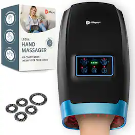 LifePro - Hand Massager with Heat and Compression for Arthritis Wrist Palm and Finger Relief - Black