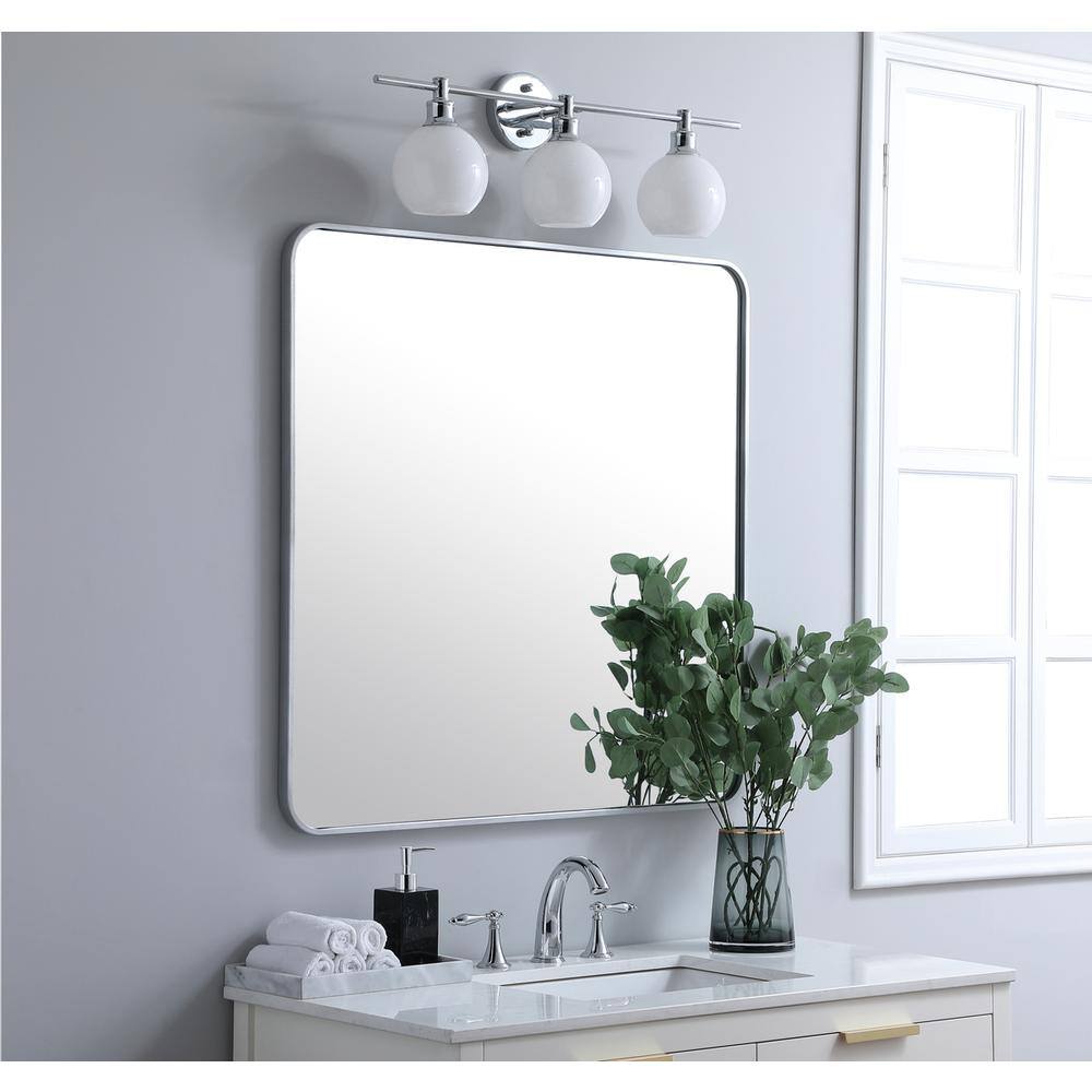 Alt View 2. Elegant Decor - Soft corner metal rectangular mirror 36x36 inch in Silver - Silver.