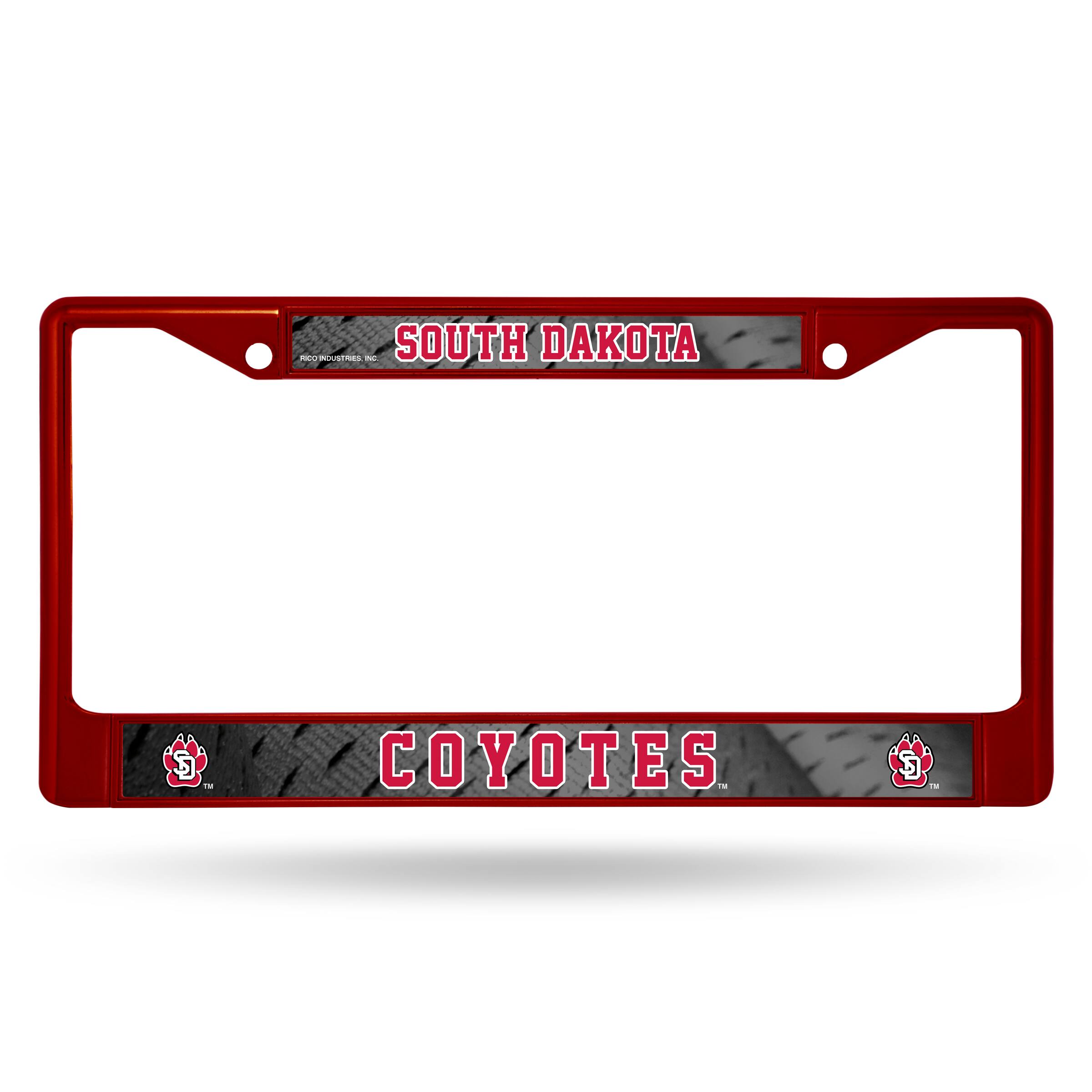 South Dakota Coyotes Chrome Metal (Maroon Painted) License Plate Frame