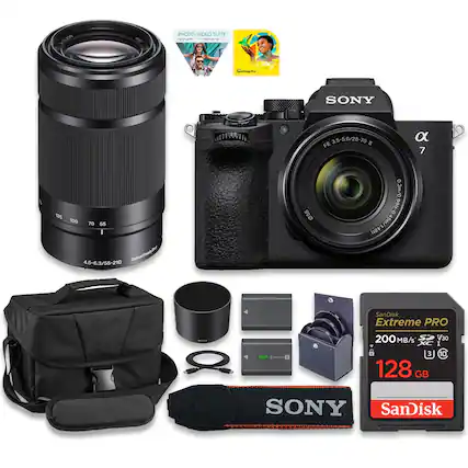w29 04 PHOTO-VIDEO SUITE - - - + : PaitShogrPe SONY a 135 100 7O 55 I 4.5-6.3/55-210 Colw/Steaddhd Cettoat @55 3.5-5.6/28-70 a FE I 7 03m/0.991-0.45m/1481 SanDisk Extreme PRO : 3 200 MB/s 3 128 GB V30 I 10 SONY SanDisk