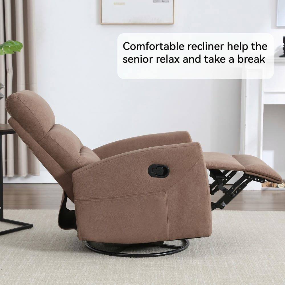 Comfortable recliner helps the senior relax and take a break.