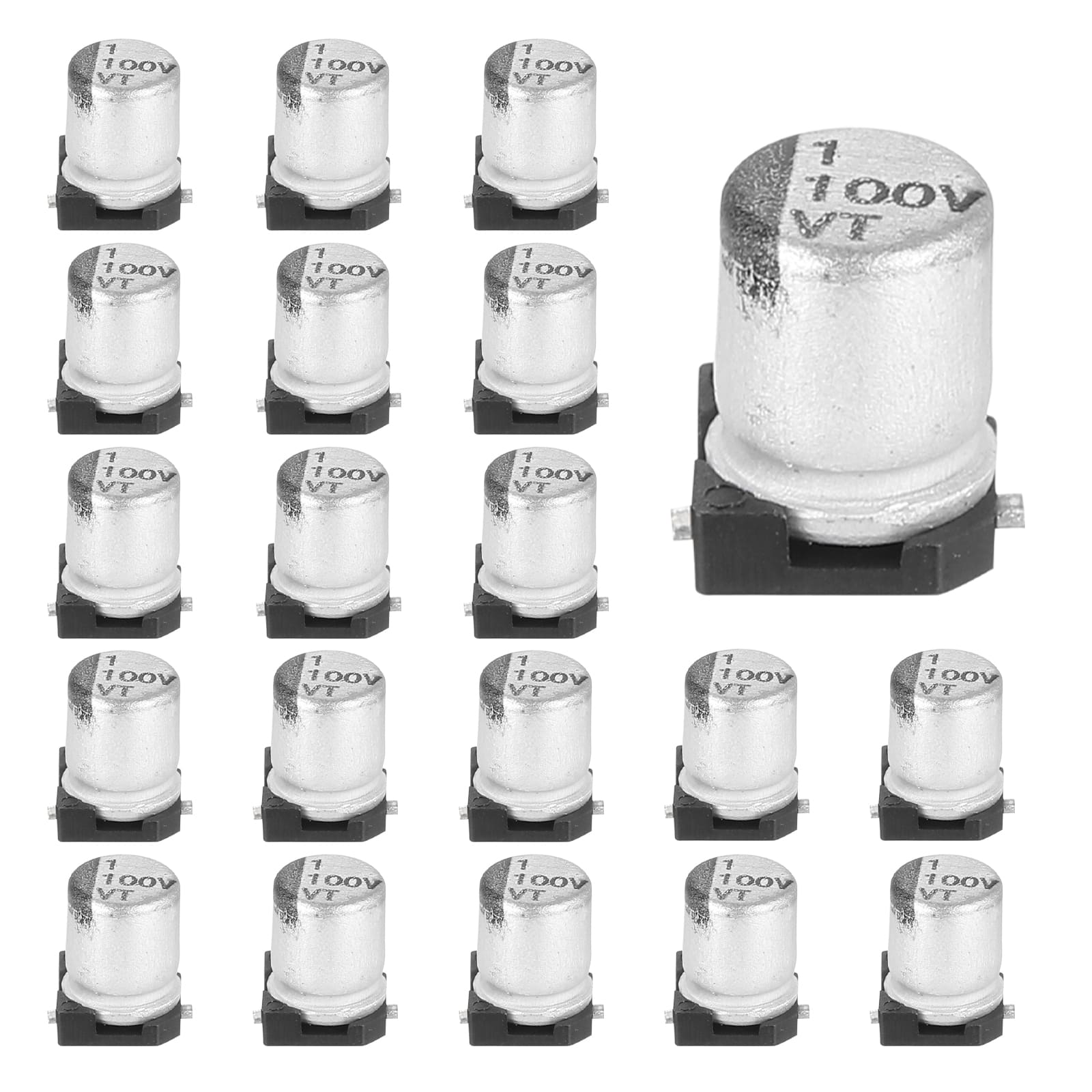 Unique Bargains - 1uF 100V SMD Aluminum Electrolytic Capacitor, Low Impedance, 4x5.4mm, 20pcs, for TV/Computer/DIY - Silver price history on PriceWatchPro