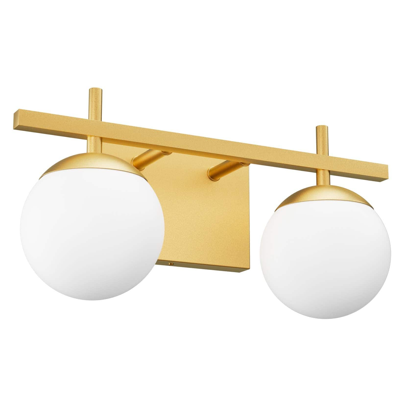 Dazzling Pops - Mid Century Modern Vanity Light Fixture Milky Glass Bathroom Lights Over Mirror en For And Light - Gold 2 Light