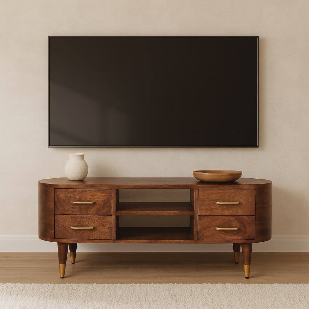 Alt View 2. Artisan Furniture - Artisan Furniture Solid Wood Jetson Curve Media Unit - Brown.