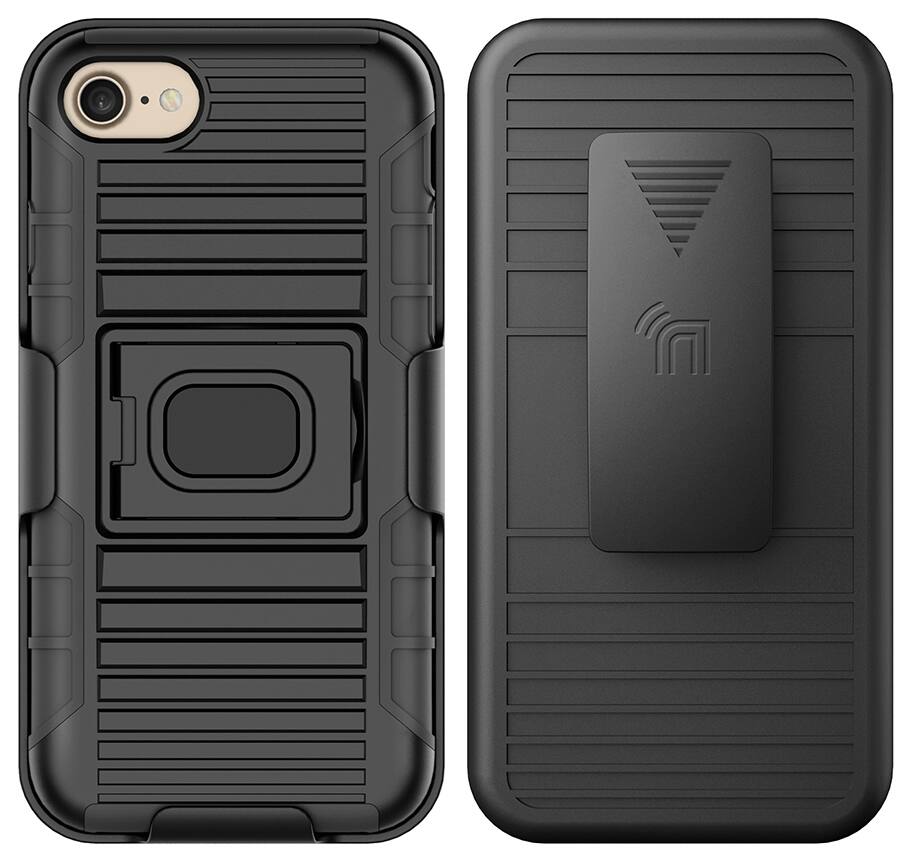 Alt View 2. Nakedcellphone - Combo for iPhone SE (2022, 2020), iPhone 8 - Ring Grip/Stand Case and Belt Clip Holster - Black.