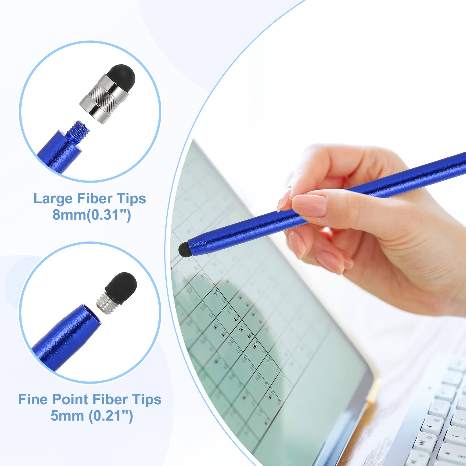 Large Fiber Tips 8mm (0.31")  
Fine Point Fiber Tips 5mm (0.21")