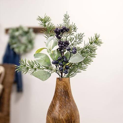 Angle. BreeBe - Royal Blue Berries Cedar & Lamb's Ear Pick 15" - Multi.