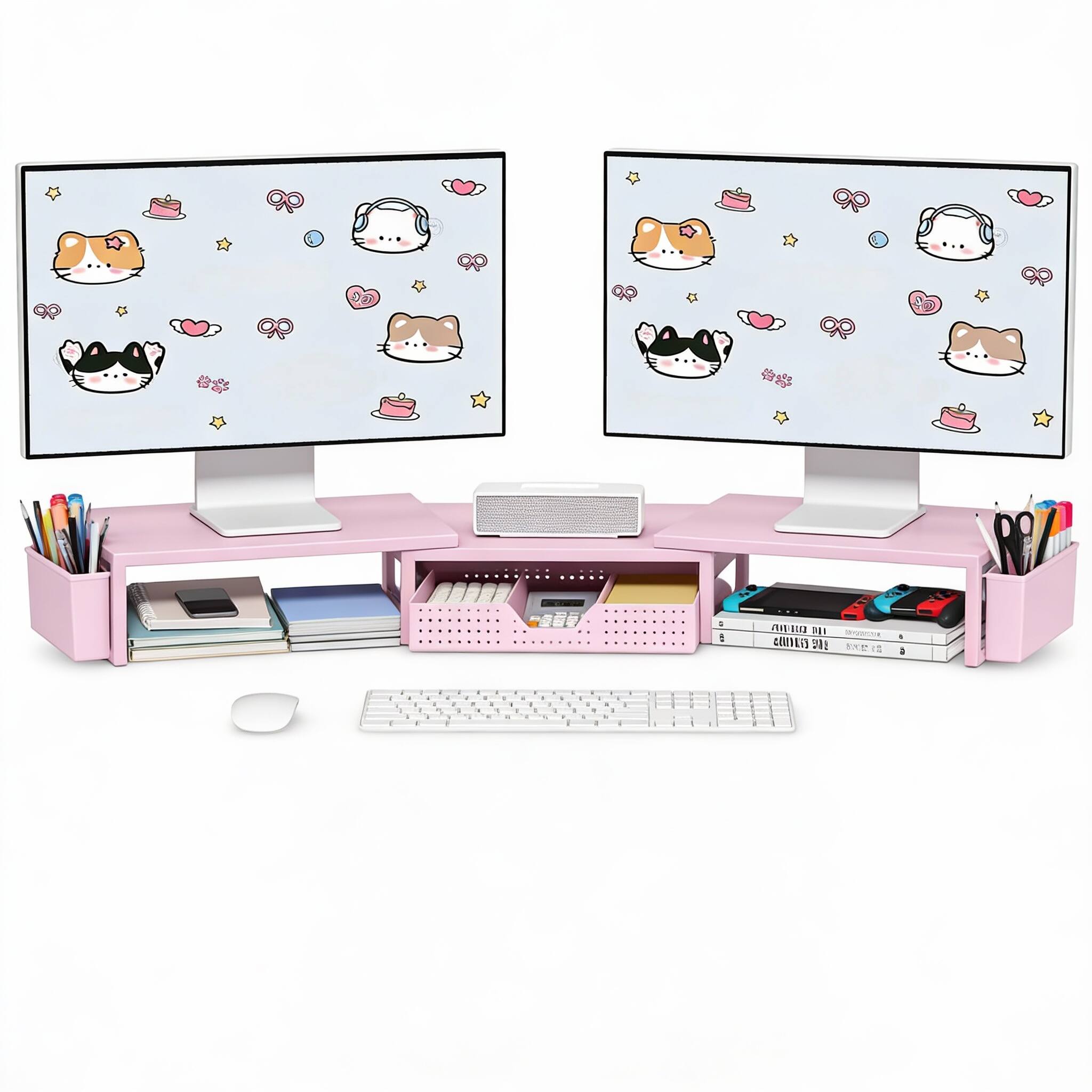 Metal Pink With drawer and pen holder