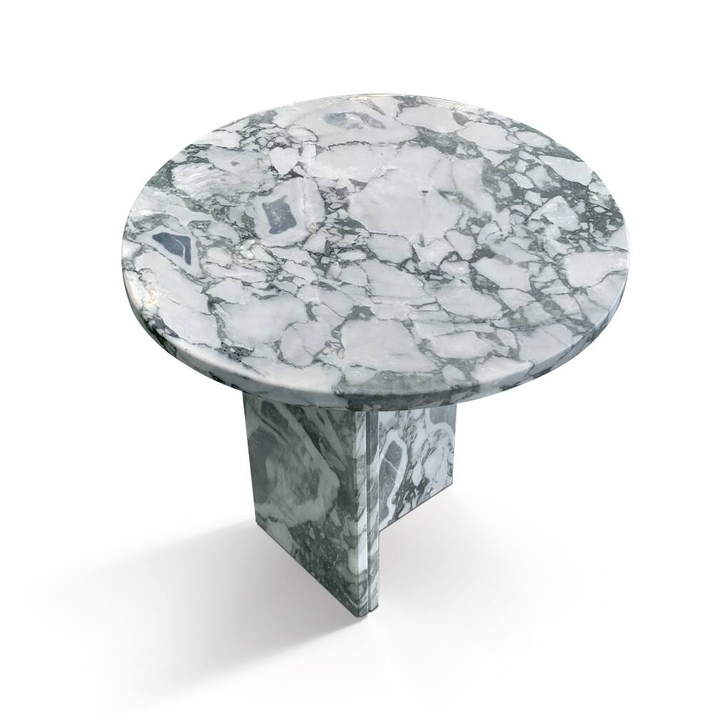 Alt View 4. Loheer - Loheer Gray Blue Natural Marble Side Table Round End Table Genuine Stone Polished Surface 17.7 Inch - Gray Blue.