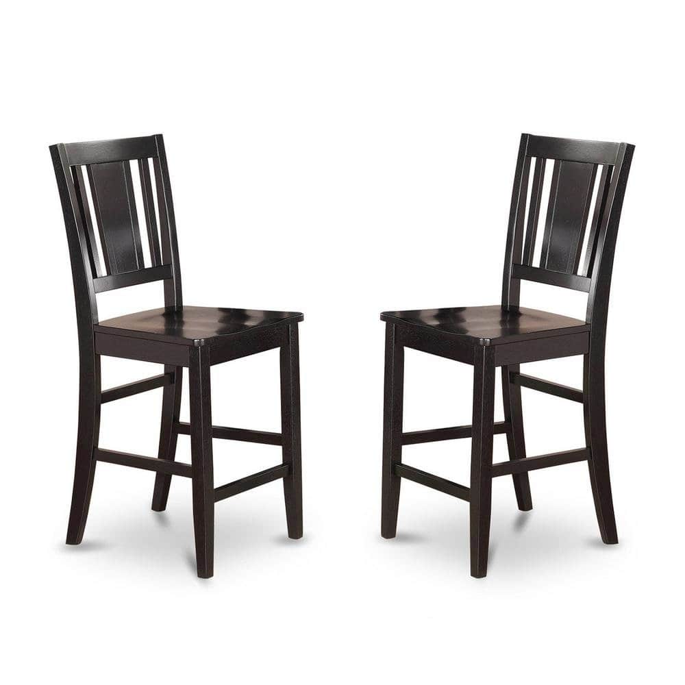 FurniFact - Elegant Counter Height Chairs – Wooden Bar Stools with Back - Black