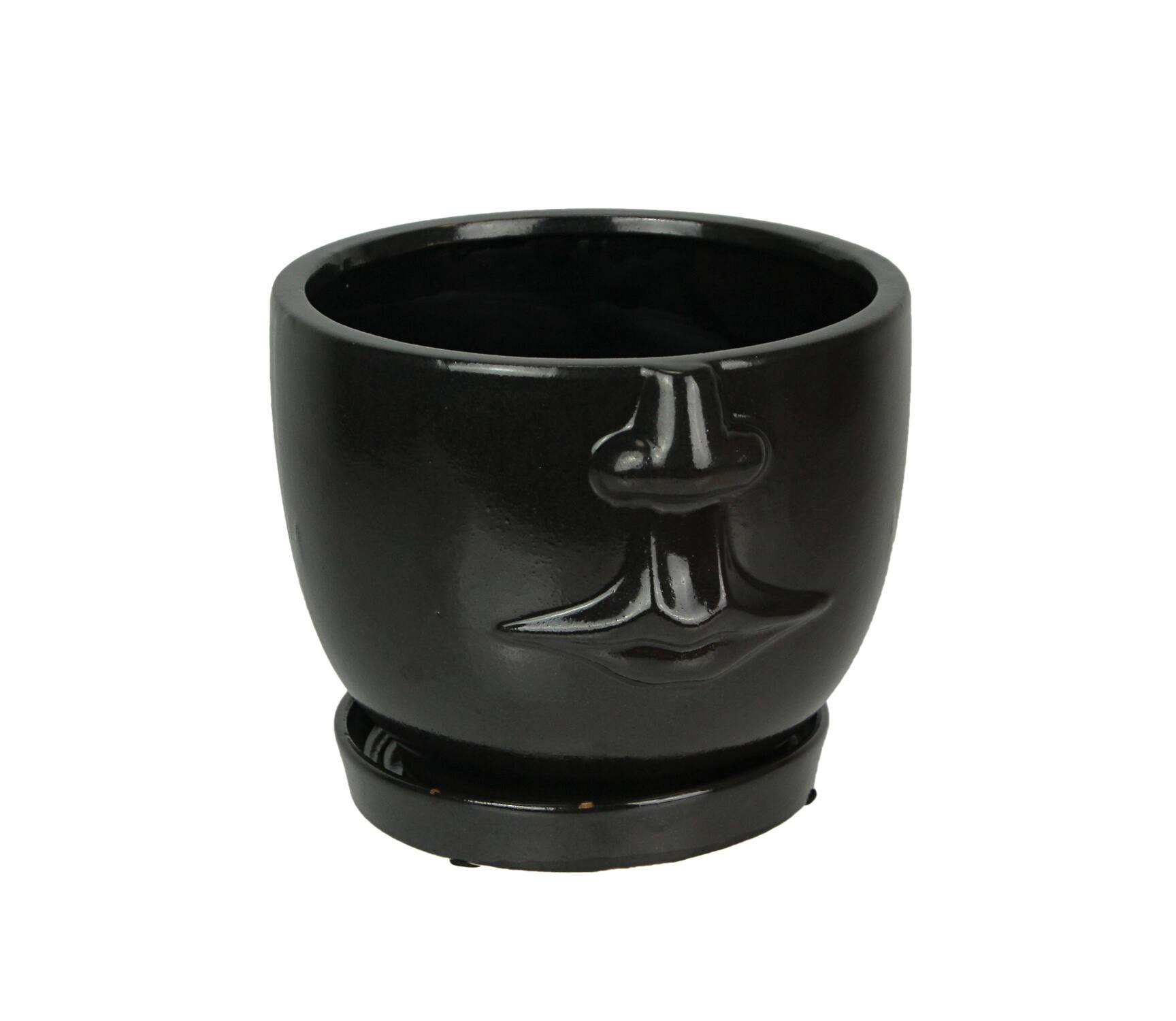 Napco - Ceramic Face Planter Decorative Flower Pot Plant Holder Decor - Brown
